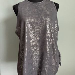 NWOT All in Motion silver foil side-tie sleeveless top XL